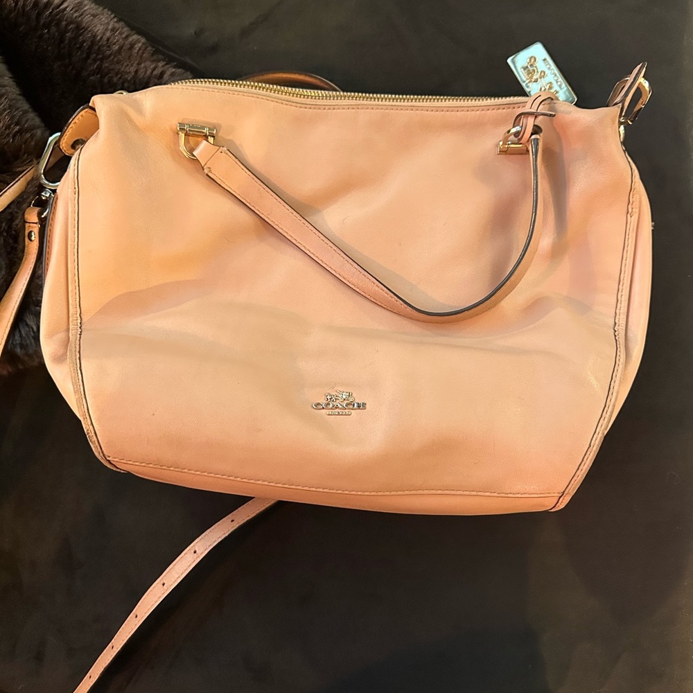 Light Pink Leather Coach Satchel Purse